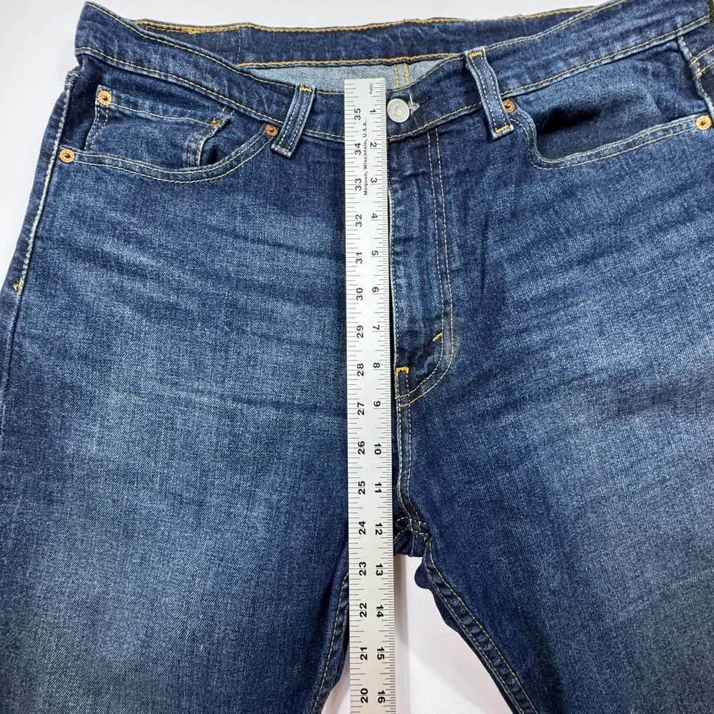 Levis 505 Regular Fit Straight Leg Jeans Mens 36x30 Dark Wash‎ Indigo Blue Denim